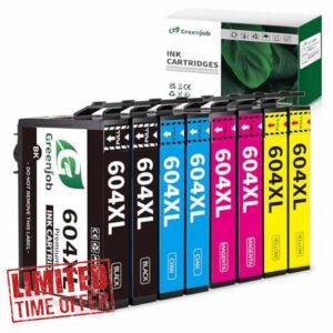 Greenjob 604XL Ink Cartridge Replacement for Epson 604 Ink Cartridges Multipack Compatible with Epson Expression Home XP-2200 XP-2205 XP-3200 XP-3205 XP-4200 XP-4205 Workforce WF-2910 WF-2930 (8 Pack)