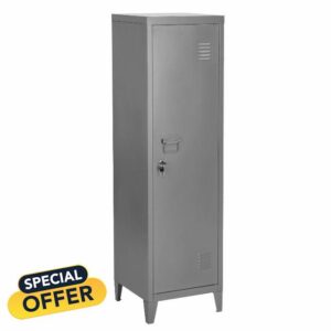 FurnitureR Standing Metal Cabinet 3-Tier Shelves Removable File Storage Organizer with 1 Door