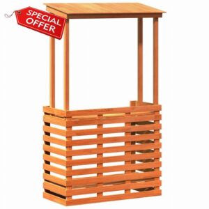 idaXL Outdoor Bar Table with Roof - 112.5x57x195.5 cm Solid Wood Patio Deck Furniture