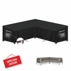 SIMPHAUS Patio Sofa Cover Garden V-Shape Furniture Covers Outdoor Covers for Garden Sofa Waterproof Cover Windproof Outdoor Corner Cover Anti-UV 420D Oxford Fabric 235x235x90x80/60cm