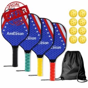 Amicoson Pickleball Paddles - Pickleball Set of 4 Paddles
