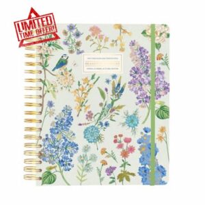 Kokonote Seasonal Flowers Diary 2024-2025 | Desk Planner 8.3 x 9.8 in - 21 x 25 cm | 17 Months Academic Diary Week To View | August 2024 - December 2025 | Mid Year Diary 2024-2025 With Stickers & Tabs