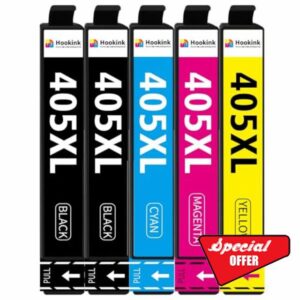Hookink 405XL Ink Cartridge Multipack Compatible for Epson 405 XL Ink for Workforce Pro WF-7830DTWF WF-4820DWF WF-3820 WF-7840DTWF WF-4830DTWF WF-4820DWF WF-3825DWF WF-4825DWF WF-7835DTWF