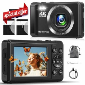 Digital camera 4K 44 MP Autofocus Compact Camera with 32G SD Card
