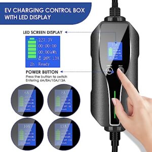 6/8/10/13A Current Adjustable Electric Car Charger with Digital Screen and 1-12H Time Delay Function KEYSAFER IP67 Waterproof with Carry Bag
