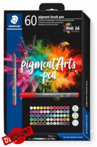 STAEDTLER 371 C60 Pigment Arts Brush Pen - Assorted Colours (Pack of 60)