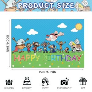 5x3FT Dog Man Theme Happy Birthday Party Banner Dog Man Party Decoration Backdrop Background for Kids
