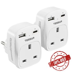 UK to European Travel Plug Adapter