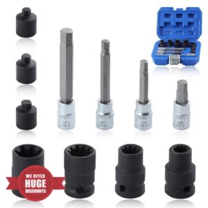 SPEEDWOX 11Pcs Brake Caliper Socket Set Impact Brake Caliper Special Socket Set and Bit Tool with Toolbox Brake Caliper Tool Fit for Benz BMW Audi Porsche H7 H8 H9 H11 10Pt 11.5Mm 15Mm 20Mm 7Pt 22Mm