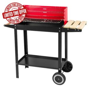 KCT BBQ Grill Open Top Garden Barbecue Steel Charcoal Cooking Outdoor Party Oven Trolley