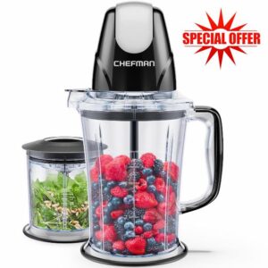CHEFMAN 2-in-1 Food Processor and Portable Blender with 400W Motor