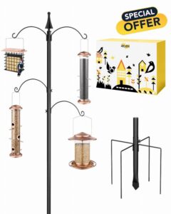 iBorn Bird Feeder Pole 1 Inch Thickness Pole Wild Bird Feeding Station Stand Shepard Hook for Bird Feeders
