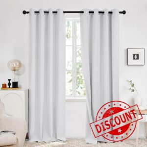 Deconovo 100% Blackout Curtains Solid Faux Linen Curtains Eyelet