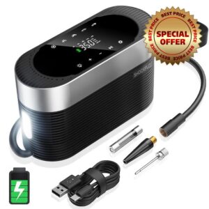ShockFlo Tyre inflator Portable Air Compressor 150 PSI Cordless Car Air Pump for Tire 7800mAh & DC 12V Rechargeable Electric Tyre inflator with Digital LED Bikes Motorcycle