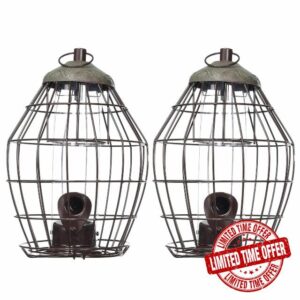 Perfectonish Squirrel Proof Bird Feeders UK Hanging Mount Grey Metal Bird seed Feeder (2)