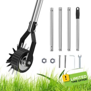 Wheel Rotary Edger Manual Lawn Edger with 3/4 Sections Stainless Steel Handle 39.37/53.14/67.32inch Adjustable Height Sidewalk Rotary Shear Rustproof Hand Rotary Lawn Edger for Garden Lawn Yq