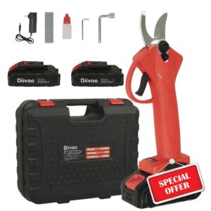 Diivoo Electric Pruning Shears Cordless with 2 Pack 2Ah Rechargeable Batteries