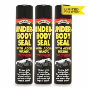 Hammerite 3× Black Underbody Seal Aerosol Spray Infused with Waxoyl 600ml Each for Superior Protectio