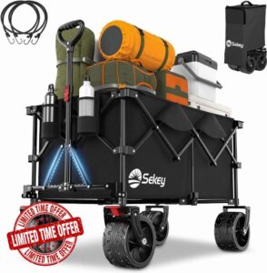 Sekey 200L Folding Festival Trolley with All-Terrain Extra Wide Wheels and Brake