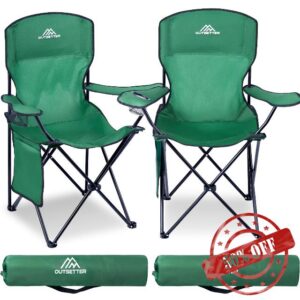 Vivo Technologies Set of 2 Camping Chair Lightweight Folding Portable Camping Chair with Cup Holder and Side Pocket 120kg Capacity for Outdoor