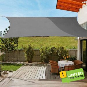 OldPAPA Sun Shade Sail Rectangle Water-resistant Sun Shade 95% UV Block Sunscreen Awning Garden Beach Patio Canopy Blue 3x5m