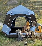 Outsunny 4-6 Man Camping Tent w/Two Bedroom, Hiking Sun Shelter, UV Protection Tunnel Tent