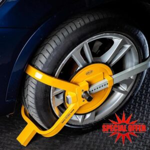 alca Germany Anti-Theft Wheel Clamp for Campervan Ducato Crafter Boxer Heavy Duty Anti Theft Protection with Cover Disc for Bolts (Medium 13"-16" Tyres 306200+D)