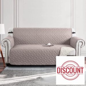 Moonlight Bedding Sofa Cover 3 Seater Non Slip 100% Water Resistant Sofa Slipcovers Beige - Cream Reversible Quilted Sofa Protectors from Pets/Dogs