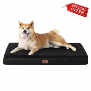 Bedsure Large Dog Bed Washable - Orthopedic Dog Pillow and Mattress Mat for Dog Crate with Removable Plush Sherpa Cover