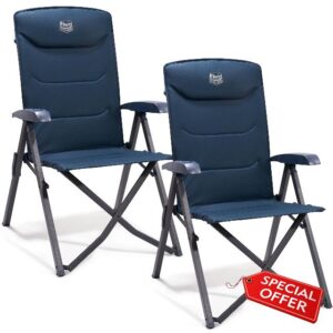 TIMBER RIDGE Camping Chairs for Adults Set of 2 Heavy Duty Portable Folding Garden Chairs