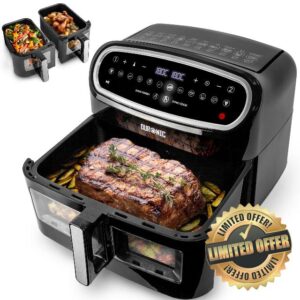 Duronic Dual Air Fryer with Visual Window AF34 Black and Silver