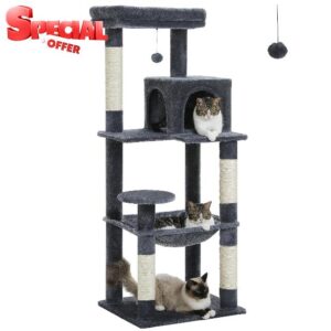PAWZ Road Cat Tree for Large Cats with Metal Plush Big Hammock