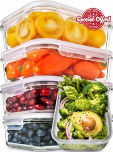 Glass Food Containers with Lids - Airtight Glass Meal Prep Containers - Glass Food Containers - Food Storage Containers with Lids - Glass Lunch Box (5 pack 880 ml - 1 Compartment)