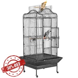 Yaheetech Rolling African Grey Parrot Cage Open Play top Large Bird Cage for Mini Macaw Cockatoo Cockatiels Small Quaker Sun Conure 160cm High