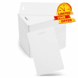Ginobili 100 Pack Premium Blank PVC Cards with Slot Punch on Short Side - Vertical Slot Punch Blank ID Cards CR80 Plastic Cards Easy Install Easy to Use