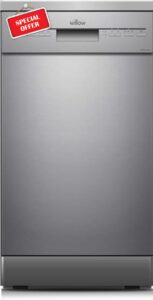Willow WDW1045X 45cm Freestanding Slimline Dishwasher with Half Load Function