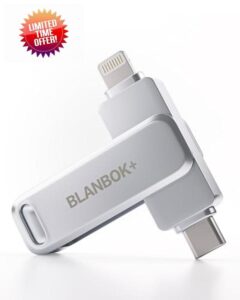 BLANBOK+ MFi Certified USB Stick 128GB Flash Drive for iPhone Photo Stick