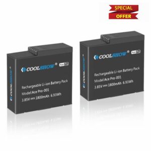 COOLSHOW Ace/Ace Pro Battery Replacement 1800mAh 2 Packs Compatible with Insta360 Ace/Ace Pro Camera