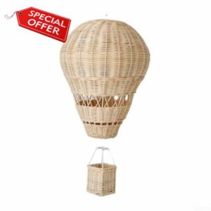 Zoegneer Woven Hot Air Balloon Handcrafted Rattan For Party Photo Prop For Children's Room