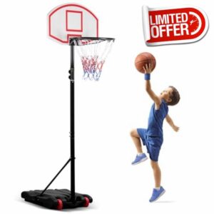 DAWOO Portable Basketball Hoop System Adjustable Height 179-209cm on Wheels
