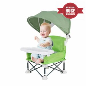 Baby Folding Dining Chair with Canopy and Removable Tray