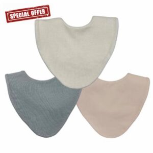Bibbilyboo - Waterproof Baby Dribble Bib - 3 pack | 0-2Y | Absorbent Core + Waterproof Backing | Award Winning Teething Bibs (Plain Neutral Pack)