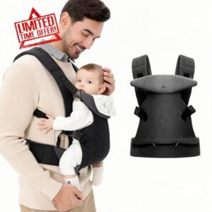 IULONEE Baby Carrier for Newborn Ergonomic Carrier with Detachable Bibs Front & Back Carry Baby Holder Carriers for Toddlers 3-36 Months (3-15kg) Black