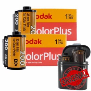 35mm film camera Bundle: 2 rolls of Kodak 35mm film colour Colorplus 200 36 exposures and a 2 film roll 35mm case