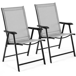 Folding Patio Chairs 2-Pack Patio Chairs Steel Frame,Set of 2