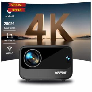 [Auto Focus/Keystone]HIPPUS Projector with WiFi 6 and Bluetooth