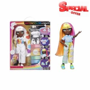 Rainbow High Watercolour & Create DIY Fashion Doll with Washable Watercolours and Tie-Dye Kit - Green Eyes