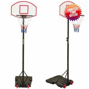 SAKUSEI Portable Basketball Hoop Fully Adjustable Height 1.6-2.10m Rim Height on Wheels.