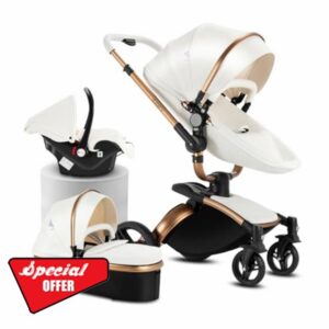 Reenborn PU Leather 3 in 1 Pushchair Travel System