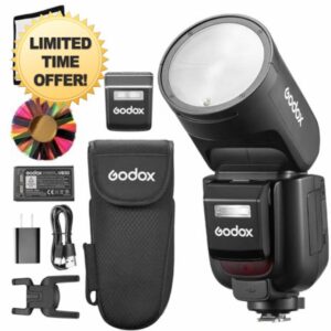 Godox V1Pro N Round Head Camera Flash 2.4G X Wireless HSS 76Ws i-TTL Li-ion Round Head Camera Speedlight With External Flash SU-1 For Niko